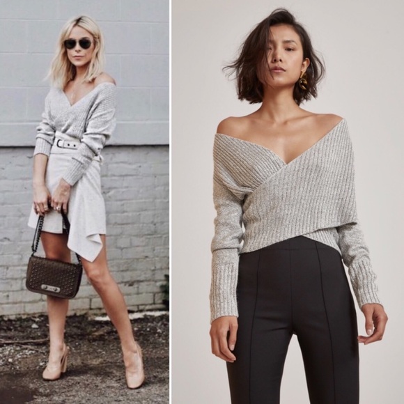 C/MEO Collective Feature Knit Crossover Sweater Top Red S - Picture 3 of 7